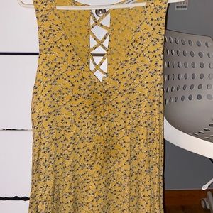 yellow american eagle long tank top